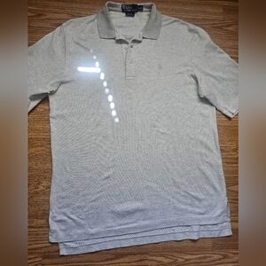 Ralph Lauren Polo Shirt Men’s Medium Beige Gray Golf All Fit‎ 100% Pima Cotton